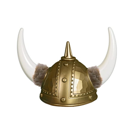 Fur Trimmed Adult's Viking Helmet with Horns