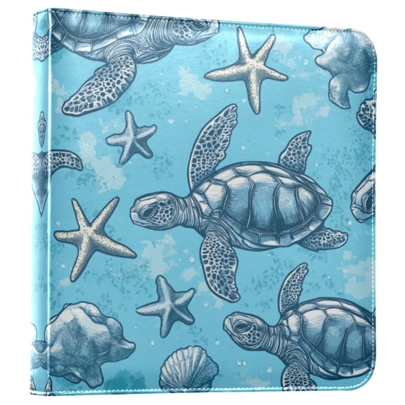 Photo Album Leather Photo Album 11.8x11.2x1.5 Inch Bookshelf Photo Album Scrapbooking Refills Scrapbook Photo Album Sea Turtles and Starfish Pattern