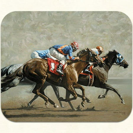 Long Shot Horse Racing Mouse Pad by Fiddler's Elbow, Permanently dye printed and fade resistant By Fiddlers