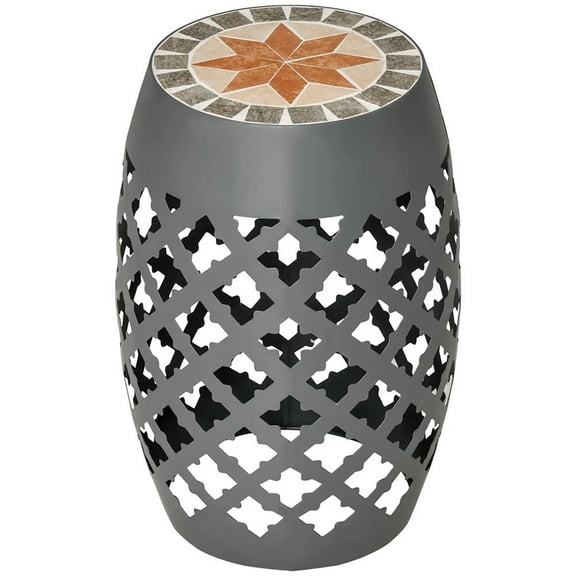 Resenkos Modern Garden Stool, Patio Stool Side Table,Patio Round Side Table, Outdoor Footstool, Garden Mosaic Accent Side Table, Plant Stand, Gray