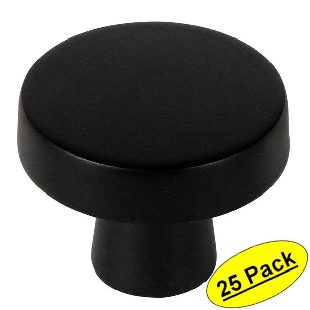 Cosmas 5234FB Flat Black Contemporary Round Knob Diameter 11/4