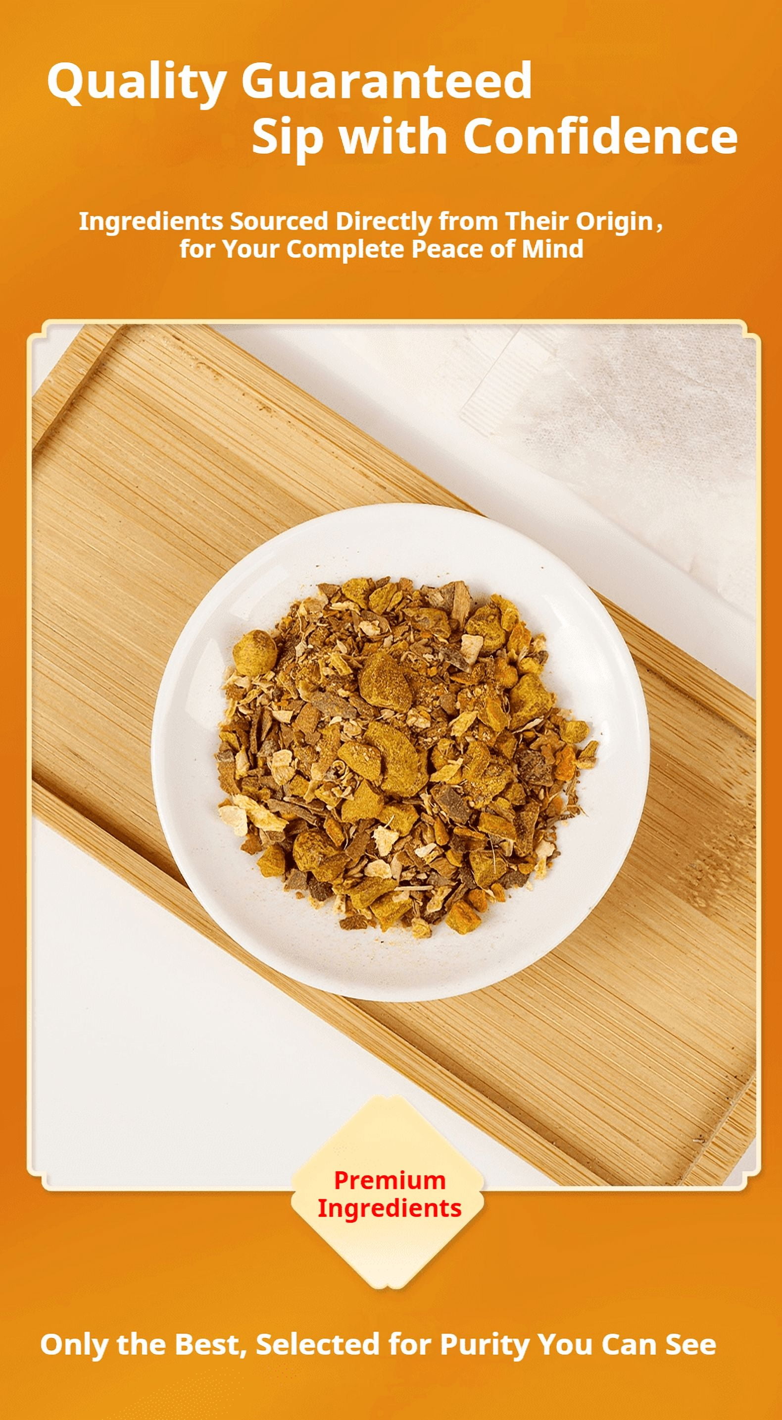 180 Premium Turmeric, Ginger, Cinnamon Blend Tea Bags, 100% Natural & No Additives & Caffeine Free.