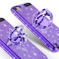 thumbnail image 4 of Compatible for Apple iPod Touch 6 Case, iPod Touch 5 Case, SOGA Cute Girl/Women Rhinestone Bumper Sparkling Glitter Bling Diamond Phone Cover with Magnetic Ring Stand - Purple, 4 of 6