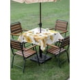thumbnail image 4 of Outdoor Tablecloths with Umbrella Hole & Zipper, Yellow Flowers 60x60 Inch Square Tablecloths, Elegant Spring Floral Butterflies Waterproof Table Cloth, Patio/Pool/Picnic Table Covers, 4 of 8
