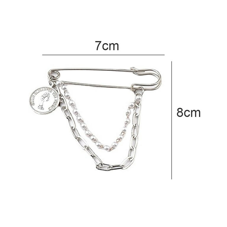 Hanging Long Chain Brooch Pin for Men Women Fashion Retro Bar Pins Safety  Pin Punk Cool Chains Sweater Shawl Collar Coat Brooches Pin for Girls