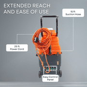 Commercial Heated Carpet Extractor Machine, Dual-Tank, 1000W Vacuum, 160 PSI Pump, 149°F Water