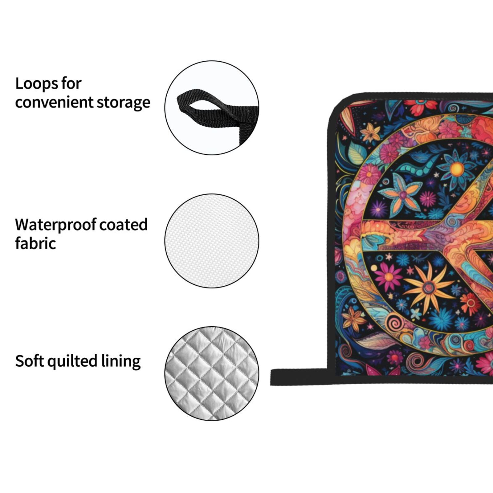 Peace Sign Hippy Art 4Pcs Oven Mitts and Pot Holders Sets Oven Kitchen Gloves Hot Pads for Cooking BBQ Baking Grilling