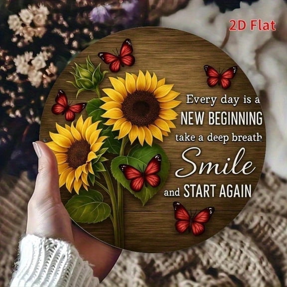 HELLOYOUNG Tin Metal Sign Vintage Wall Art, Sunflower Retro Decor 8x8 Inch for Kitchen Cabin Bar Man Cave, Metal Tin Sign Rustic Home Wall Decor