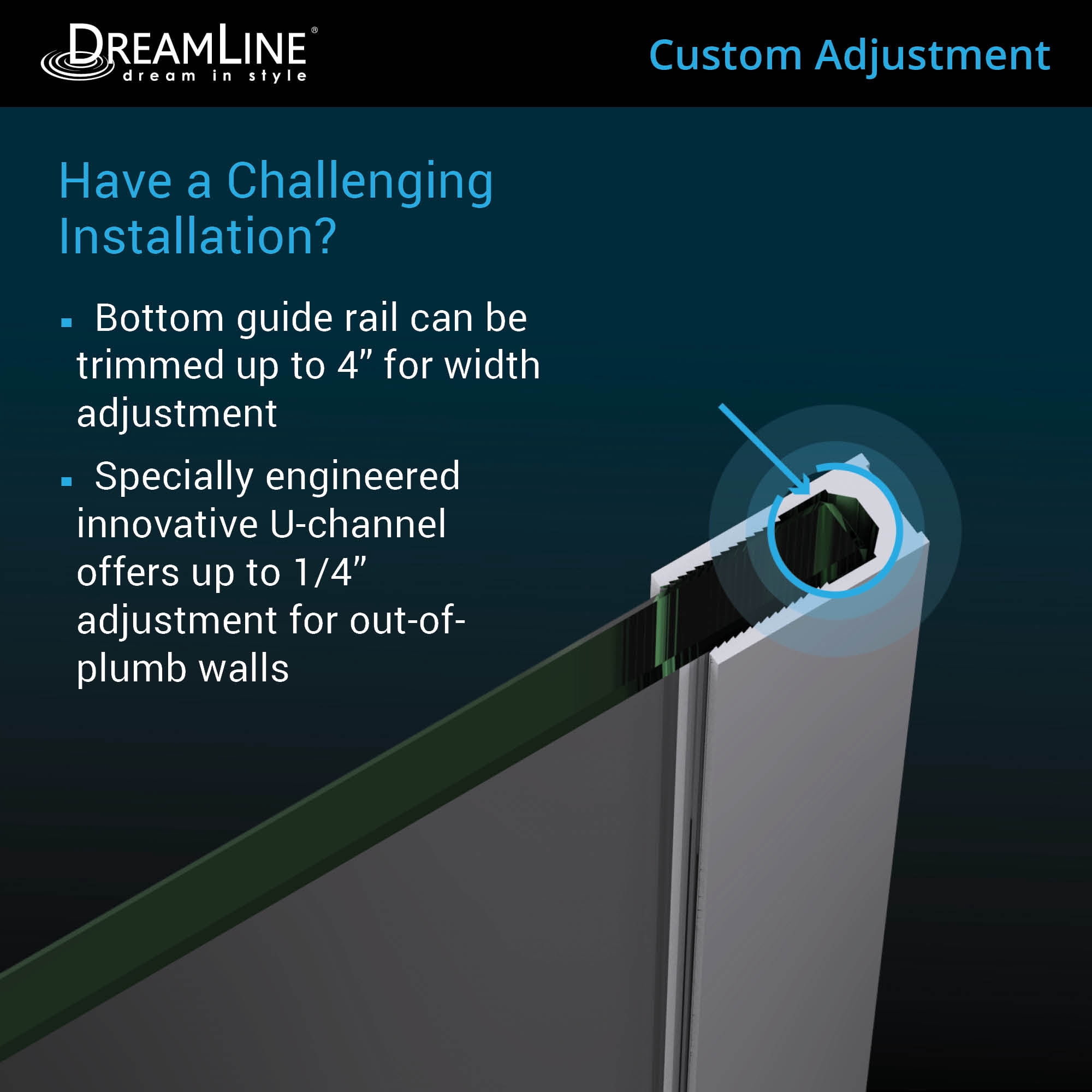 DreamLine Mirage-X 55 - 59 inch W x 71 inch H Frameless Sliding Shower Door in Chrome; Left Wall Installation