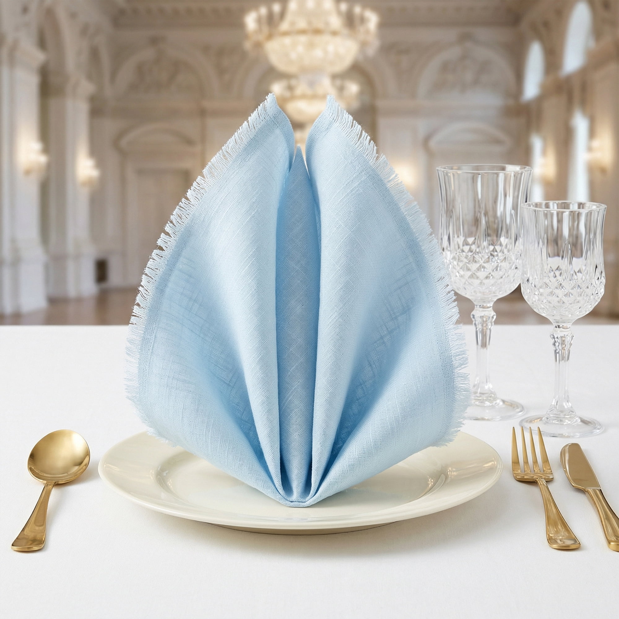 Unique Bargains 12Pcs Washable Cotton Dining Events Cloth Nspkins Sky Blue 17x17inch