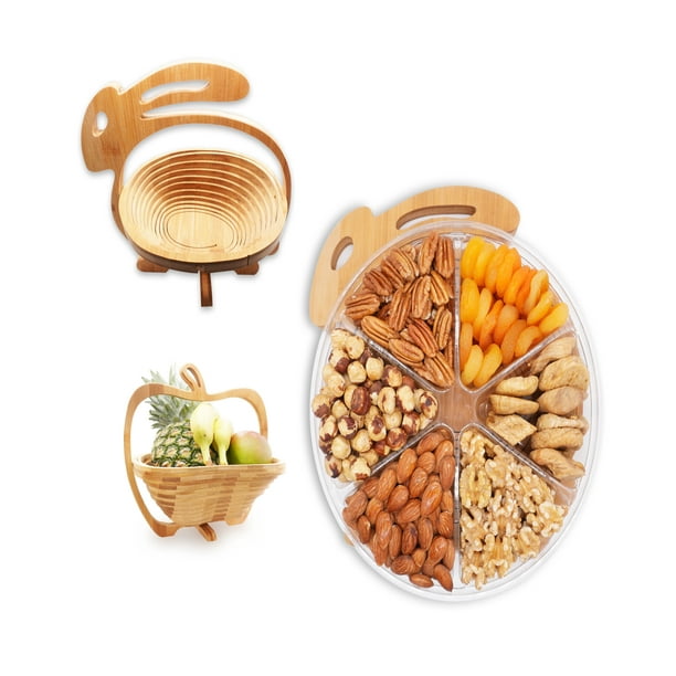 Gourmet Holiday Gift Basket, Nuts and Dried Fruit Turns into Basket