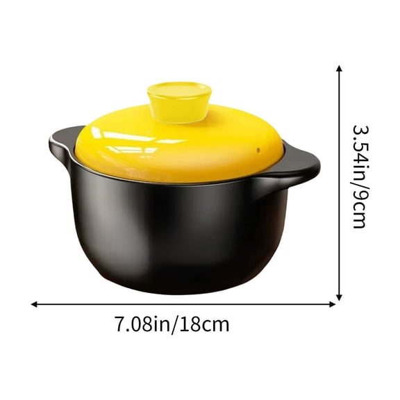 Rkxzt Ceramic Casserole Yellow Ceramic Casserole Pot Slow Cooker Soup Pot 1.76lb 7.09x3.54x3.54in Rice Porridge Stove Oven Safe Storage