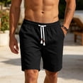 thumbnail image 6 of Men's Casual Summer Shorts Elastic Waist Drawstring Lightweight Cotton Linen Beach Lounge Wear with Side Pockets Comfortable Everyday Relaxed Fit Bottoms, 6 of 6