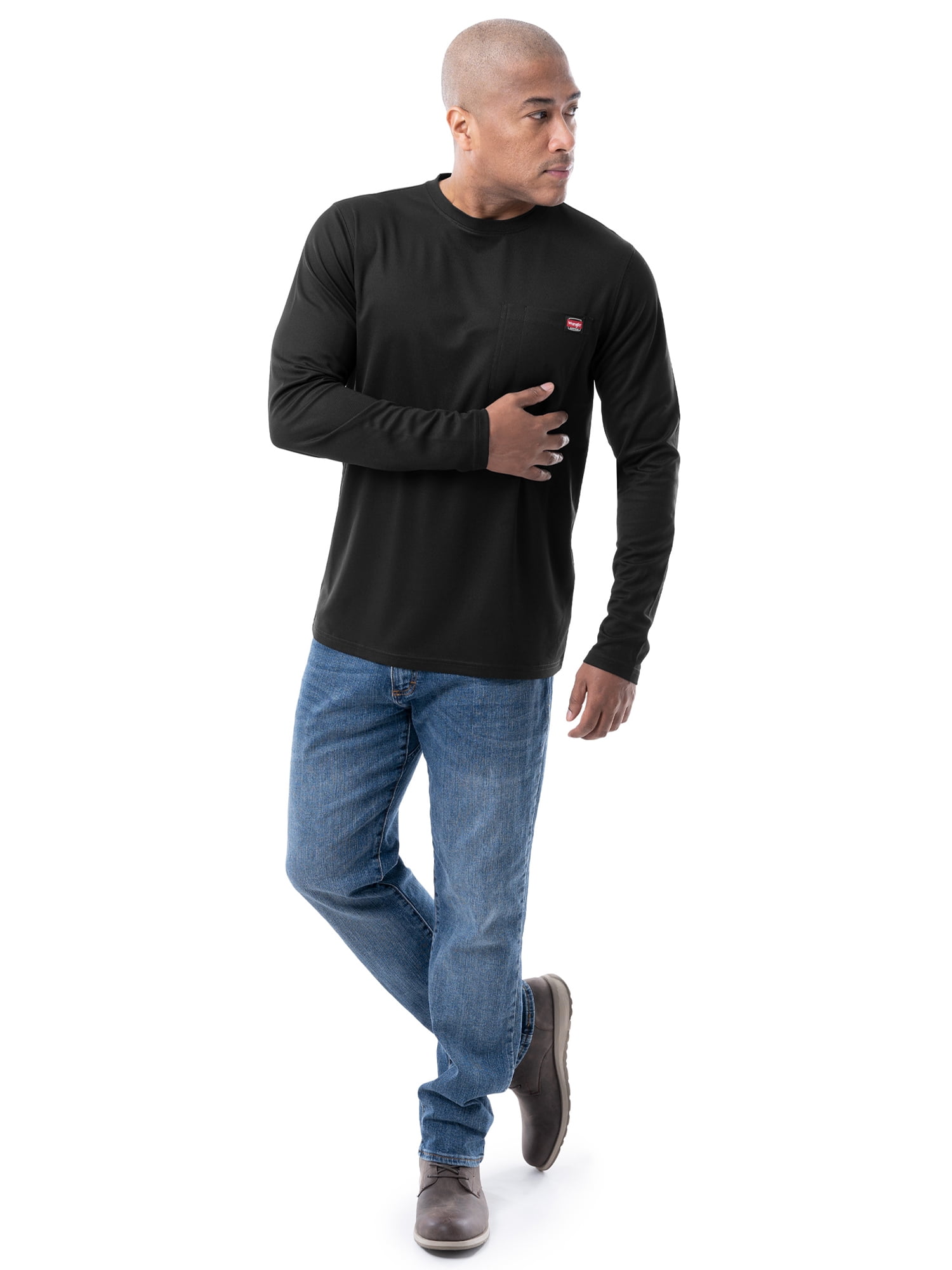 Wrangler Workwear Men's Long Sleeve Performance Work Pocket T-Shirt, Size S-3XL (Men's and Big Men's)