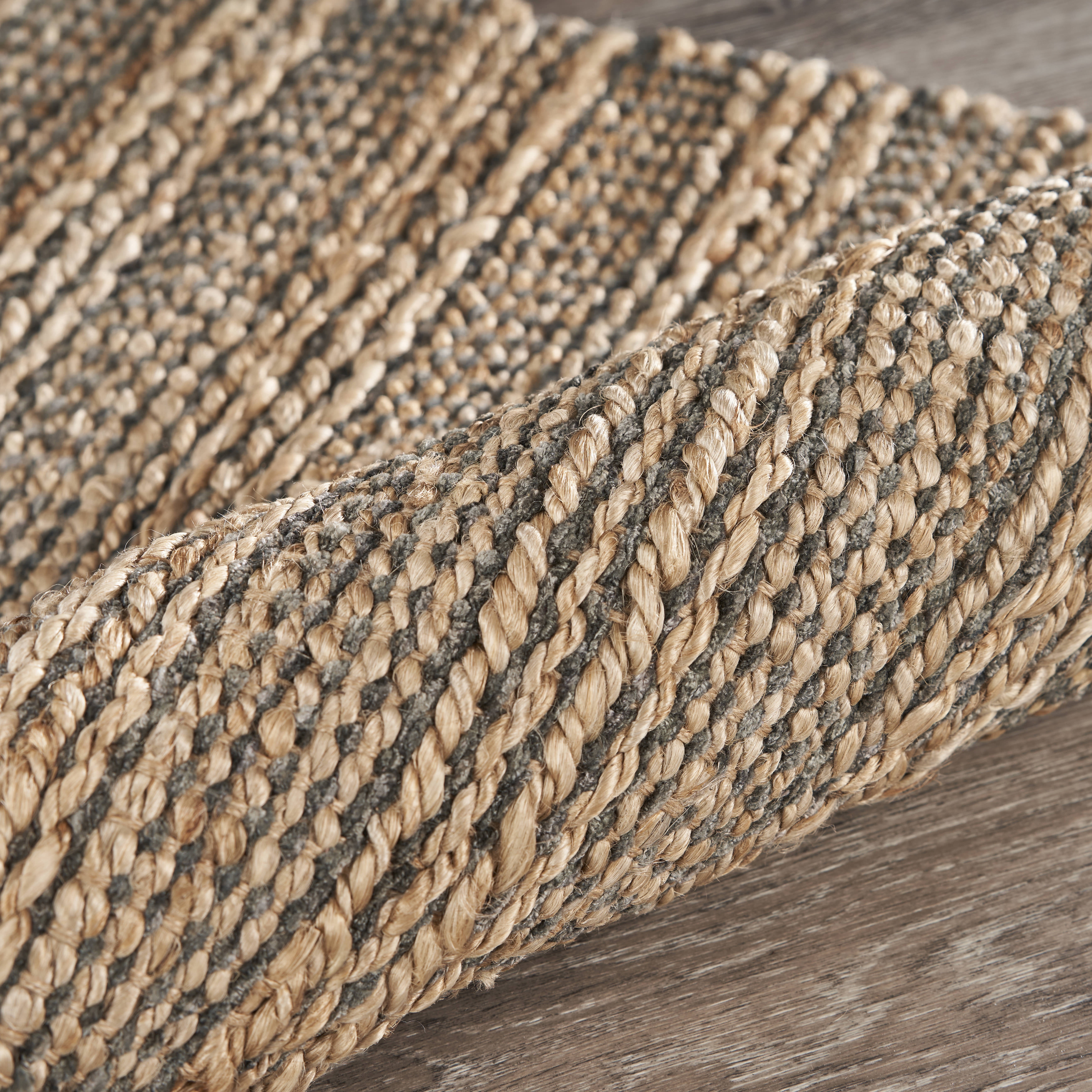 LR Home Natalie Belle Tan/Gray Braided Farmhouse Jute Blend Area Rug, 7'9" x 9'9"