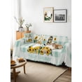 thumbnail image 3 of Yellow Sunflower Couch Cover for 2 Cushion Sofa, Gnomes Teal Checkered Farmhouse Art Washable Loveseat Sofa Covers Slipcover for Sectional Sofas L-Shaped, Couch Throw Cover 71"x118", 3 of 9