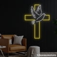 thumbnail image 3 of Glowneon Cross Dove Bird Neon Sign, Cross Pigeon LED Sign, Cross Neon Light, Custom Neon Sign, 3 of 5