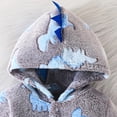 thumbnail image 4 of PINQI Baby Boys Fleece Dinosaur Jumpsuits Padded Fuzzy Zip up Hooded Bodysuits New Born Winter Warm Plush Romper Clothes, 4 of 8