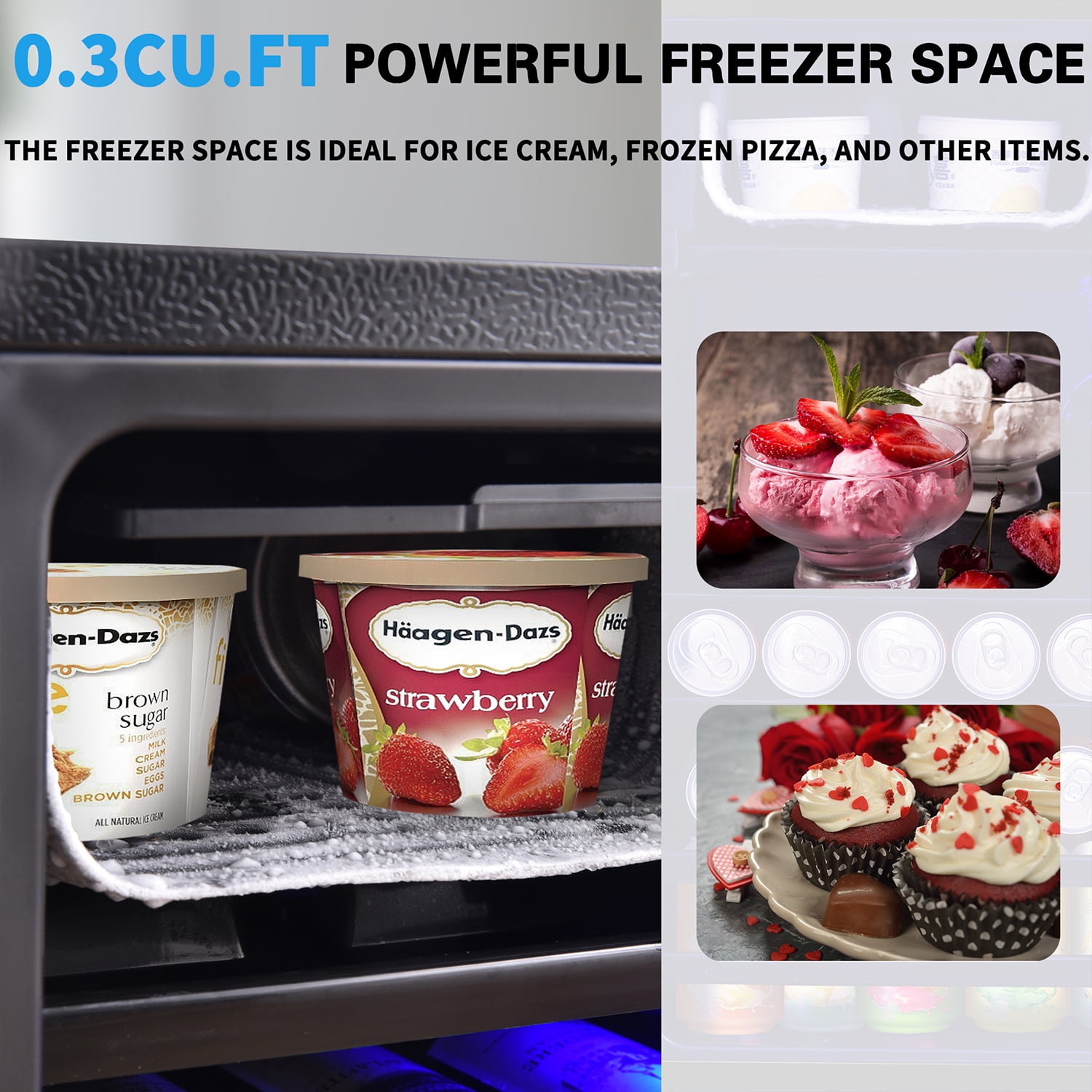 Spaco 4.5Cu.ft Mini Fridge, 0.3Cu.ft Freezer, Up to 94 Cans of Wine, Silent, High-Efficiency and Energy-Saving Compressor, Black Spaco 4.5Cu.ft Mini Fridge, 0.3Cu.ft Freezer, Up to 94 Cans of Wine, Silent, High-Efficiency and Energy-Saving Compressor, Black