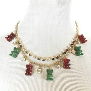 Betsey Johnson Xmas Holiday Gummy Bear Charm Necklace Christmas Jewelry