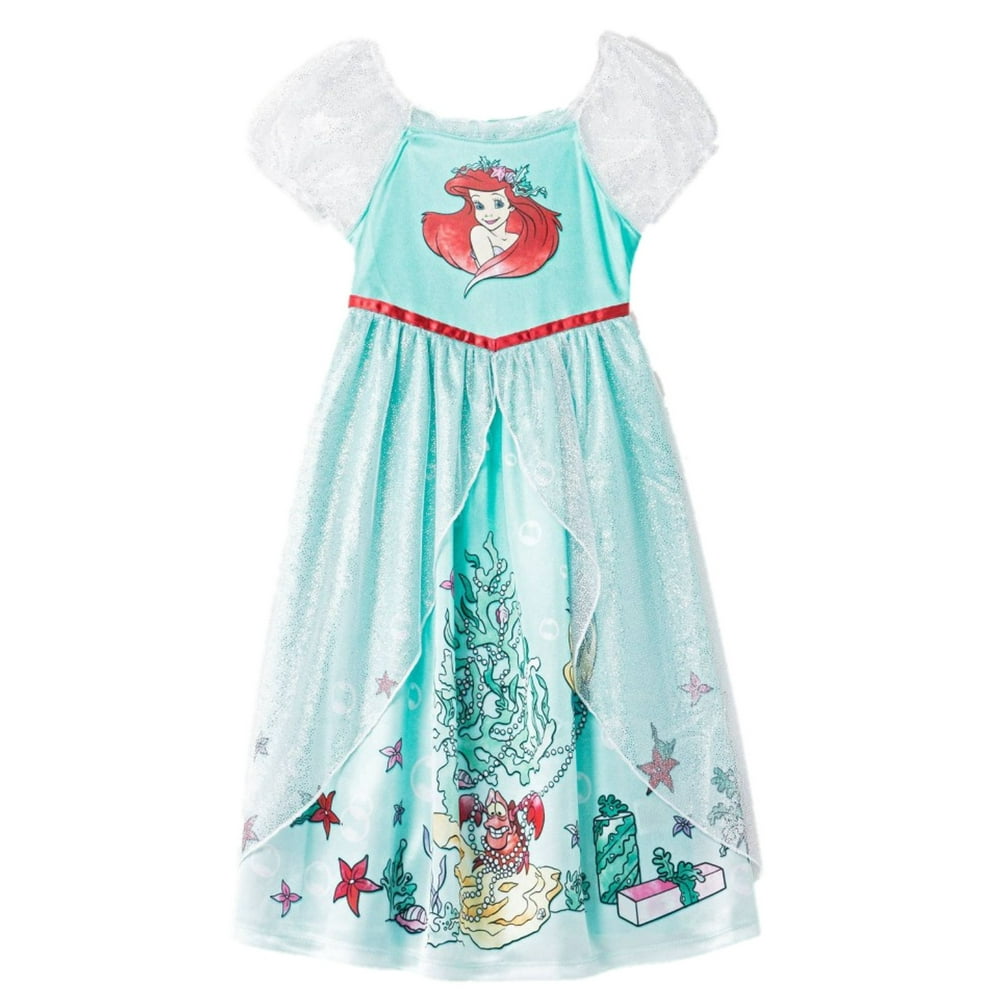 Disney - Disney Toddler Girls The Little Mermaid Ariel Aqua Nightgown Sleep Dress 2T - Walmart 