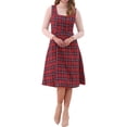 thumbnail image 1 of Vestido Vintage de Cuadros sin Mangas para Mujer Allegra K, Cintura Alta, Corte A, Midi, Pinafore, Rojo M, 1 of 5