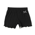 thumbnail image 2 of HUAXUN-Toddler Girls Ruffle Shorts with Bow | Soft Cotton Casual Sport Shorts for Baby & Kids | Cute Outfit for Summer Play, Photography | Elastic Waist Comfort(Black,3-4 Years), 2 of 5