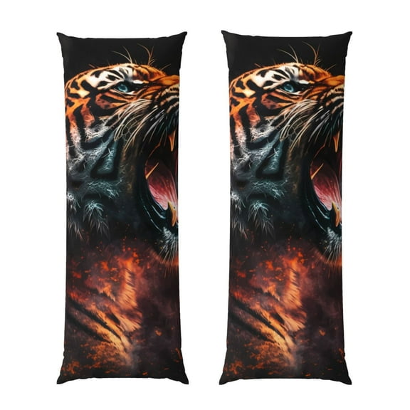 Bixox Cool Tiger Print Body Pillow Cover with Zipper Closure, Cozy Fuzzy Fleece Body Pillow Case Cover 20 x 54 Inches,Long Body Pillow Pillowcase