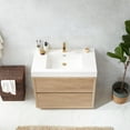 thumbnail image 5 of Huesca 36" Single Sink Bathroom Vanity Natural Oak Wood White Top No Mirror, 5 of 11