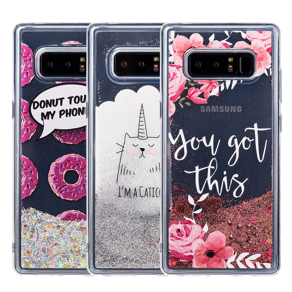 SUMACLIFE Sparkling Waterfall "Donut Touch my Phone!" Phone Case for Samsung Galaxy Note 8 (Exact Perfect Fit)