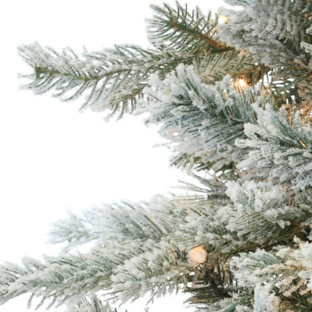 Sterling 7.5Ft. Flocked Natural Cut Vermont Spruce with 900 clear ...