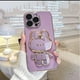 thumbnail image 3 of Funda para iPhone 13 con adorable conejito y soporte oculto, de TPU suave, a prueba de golpes, con espejo 3D y protección para cámara, para mujeres y niñas, color morado, 3 of 8