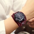 thumbnail image 4 of Reloj de Pulsera Sunnimix Punk Vintage Correa de Cuero Ancha para Hombre Rojo, 4 of 8
