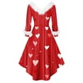 thumbnail image 4 of Valentines Day Cocktail Dress Long Sleeve Valentines Cocktail Dresses for Women Classy Faux Fur V Neck Heart Print Dresses Red S, 4 of 5