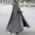 thumbnail image 2 of MGCWSH Womens Wool Coat Hood Woolen Cape Bridal Wedding Winter Cloak Thick Coat Solid Button Maxi Long Cape Gray L, 2 of 8
