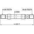 thumbnail image 2 of Febest AXLE HALF SHAFT RIGHT 28X437.6X28 # 0512-CX7RH OEM GA68-25-700B, 2 of 2