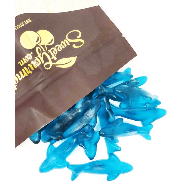 SweetGourmet Blue Raspberry Ocean Dolphins Gummy Candy bulk 15 oz