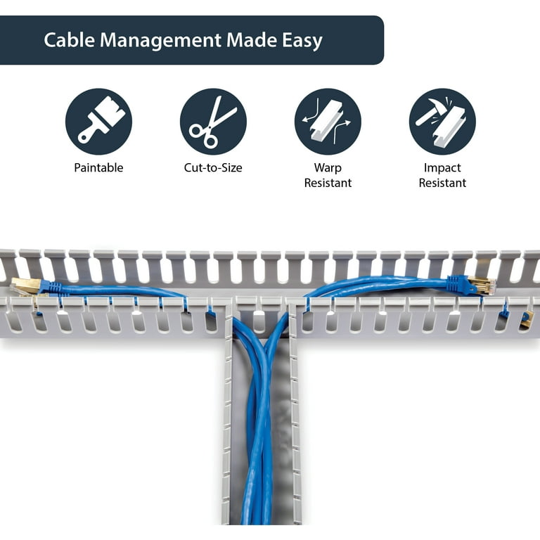Wire Duct Kit, Open Slot Cable Duct Management Raceway, 123in