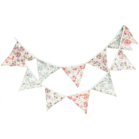 Pastel Pennant Banner Triangle Spring Floral Fabric Bunting Shabby Chic Tea Party Flag Garland