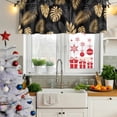 thumbnail image 6 of 2 Pack Valances for Windows, Black Golden Palm Leaf Window Valances for Living Room/Bedroom/Bathroom, Tropical Plant Modern Luxury Light Filtering Kitchen Curtain Valance 42"W x12" L, 6 of 9