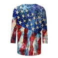 thumbnail image 4 of FAVIPT Womens American Shirt Casual Loose Summer 2025 Shirts 4th of July Stars and Stripes Print Tees 3/4 Sleeve Round Neck Shirts Red,XL, 4 of 5