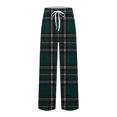 thumbnail image 4 of YUGYXL Plaid Sleepwear Pants for Men Drawstring Soft Comfy Pajama Pants Elastic Waist Trousers with Pockets Lounge Long Pants Green M, 4 of 5