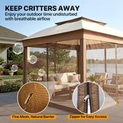 COOS BAY 11x11 Pop-Up Instant Gazebo Tent with Mosquito Netting Outdoor Canopy Shelter with 121 Square Feet of Shade, Beige