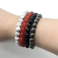thumbnail image 3 of Nvzi Pulsera de cuentas hecha a mano, pulsera de cuentas de piedra de cristal natural de 8 mm (piedra volcánica negra), 3 of 4
