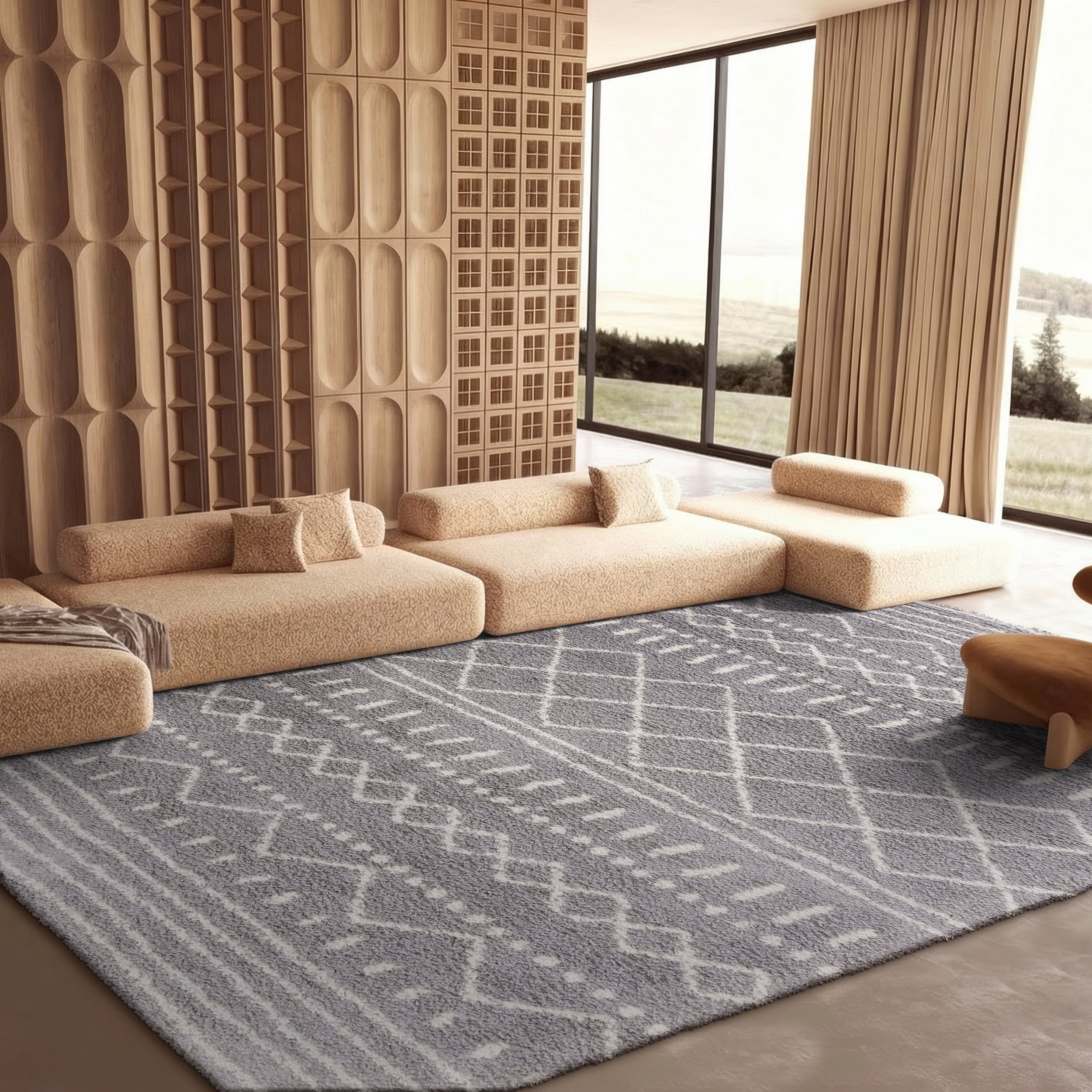 Safavieh Arizona Teagan Geometric Shag Area Rug, Gray/Ivory, 10' x 14'