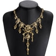thumbnail image 4 of Collar de calavera pirata vintage Collar de gargantilla de declaración gótica Collar colgante (dorado), 4 of 4