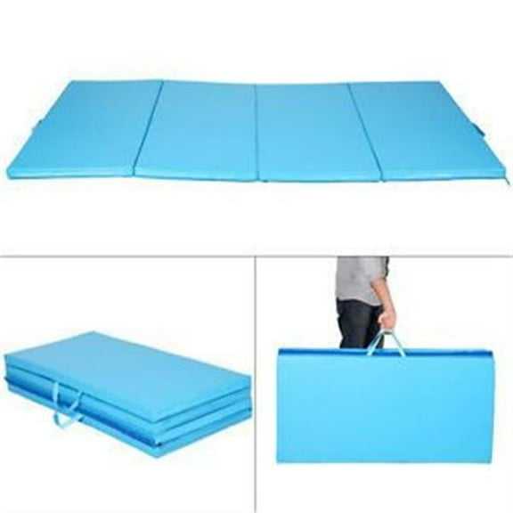 4 x 8 ft. x 2 in. Gymnastics Mat Blue Folding Panel Gym Exercise Yoga Mat Pad