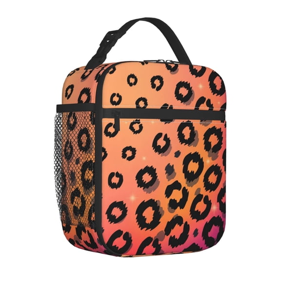 Leopard Lunch Box, Durable Colorful Animal Insulated Bag, Reusable Secure Thermal Carrier With Sturdy Handles, Commute Food Box For Outdoor Picnic
