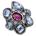 thumbnail image 1 of Ruthenium Brass Ring with AAA Grade CZ in Multi Color for Women Multi Color Stone Color Style LOA876 Size 9, 1 of 2