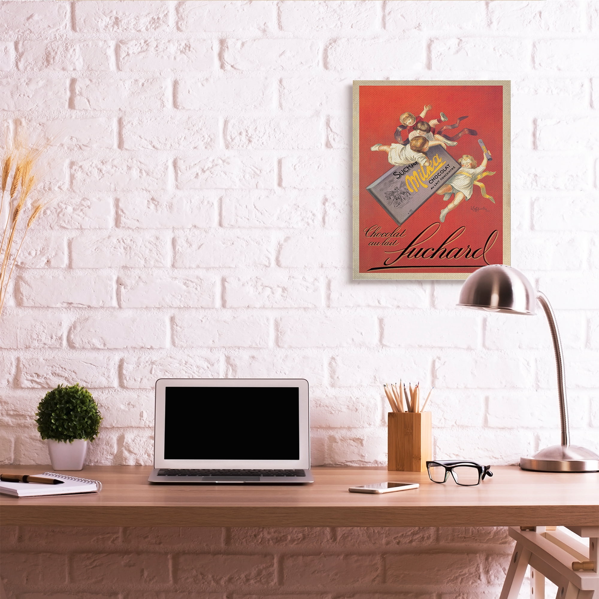 Stupell Industries Chocolat au Lait Vintage European Advertisement Food & Beverage Painting Gallery Wrapped Canvas Art Print Wall Art, 24 x 30